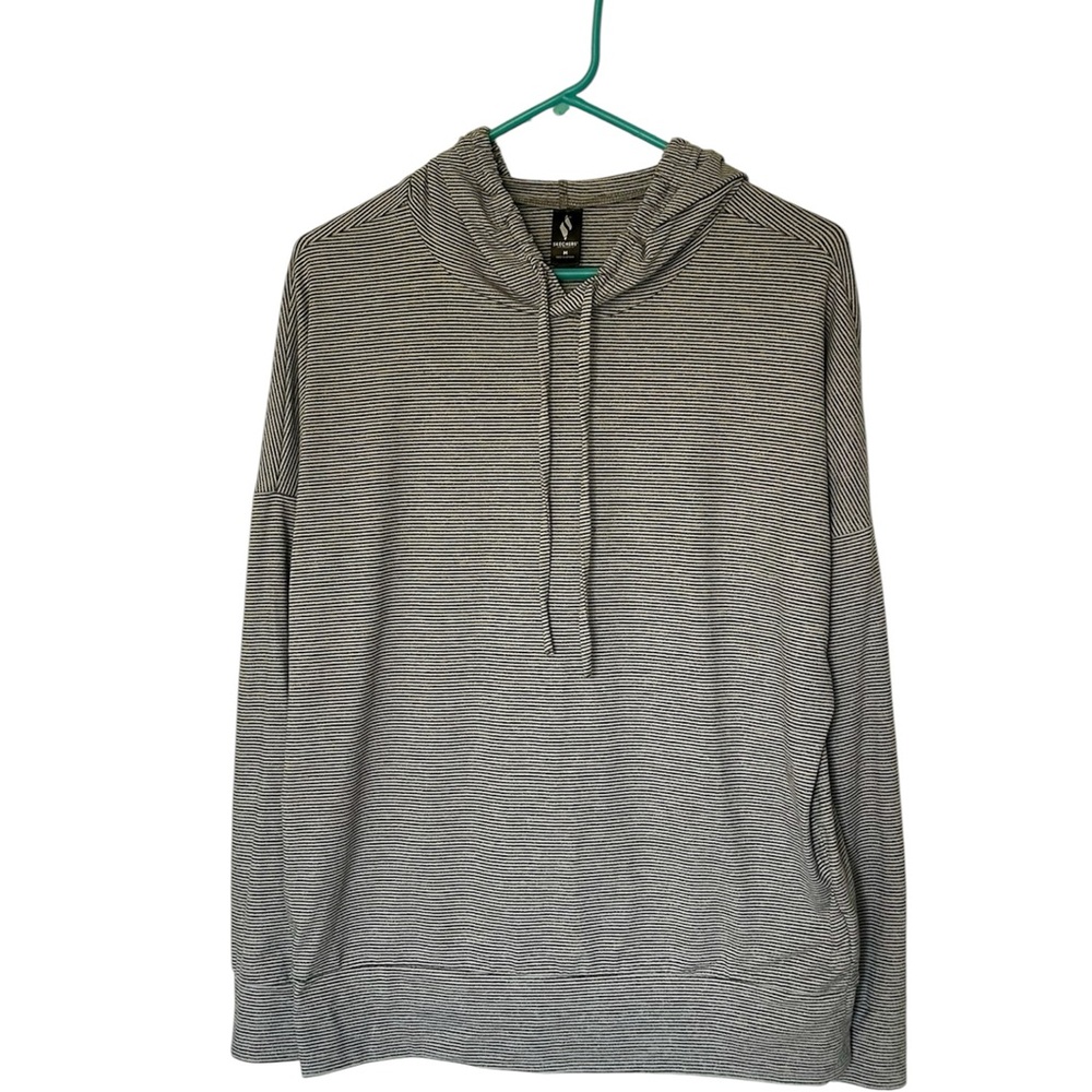 Skechers Hoodie Black and Gray Stripes Long Sleeve Size Medium